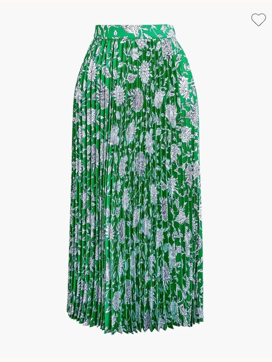 J. Crew Dresses & Skirts - J. Crew Green Floral Pleated Midi Skirt